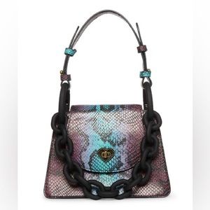 Betsey Johnson All Chained Up Crossbody Multicolor Reptile Gothic  Purse NEW